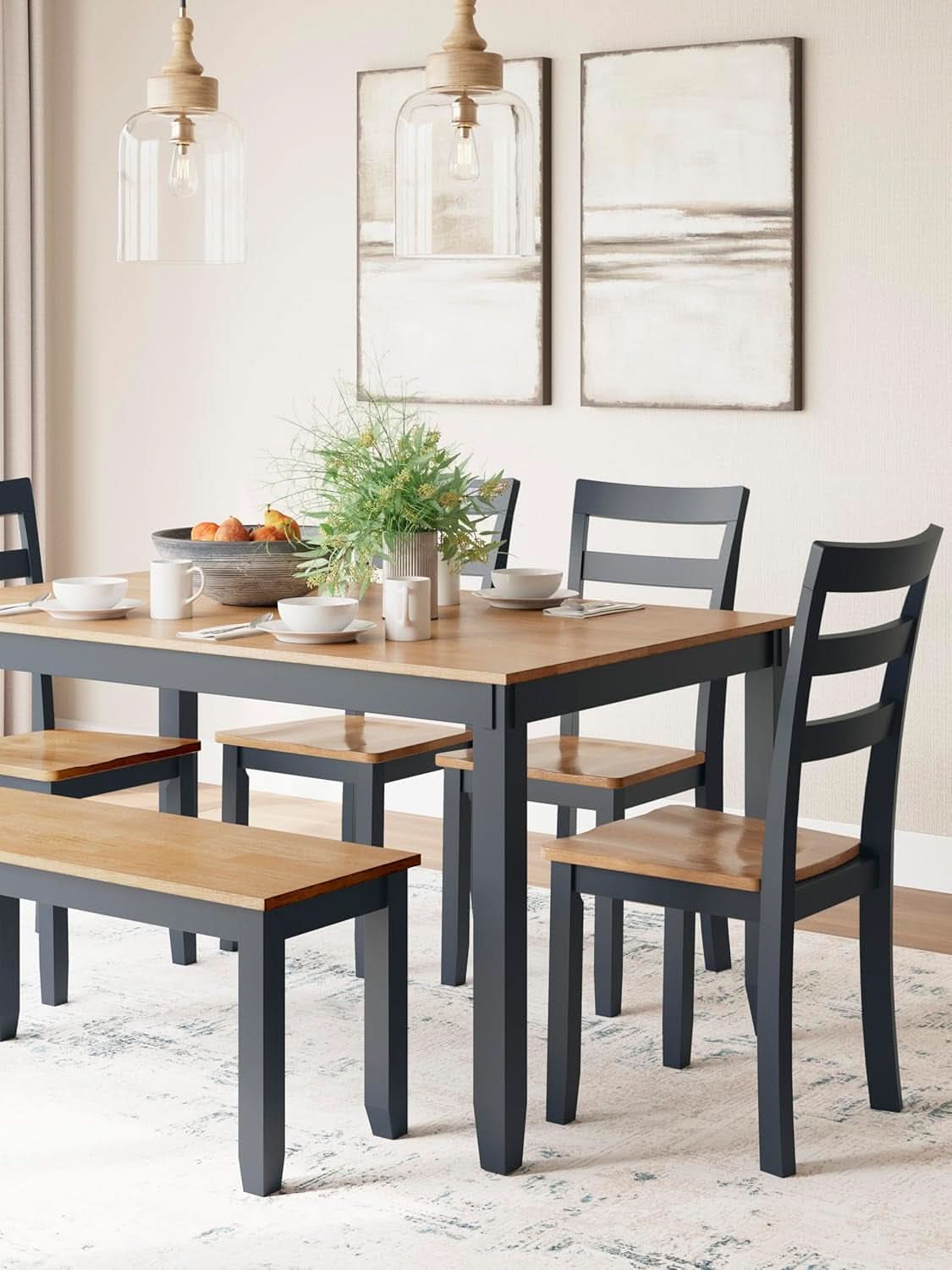 Intercontinental Mango Wood Dining Table Set Cerulean