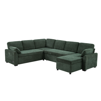 Convertible U-Shaped Sectional Sofa Bed With Reversible Chaise