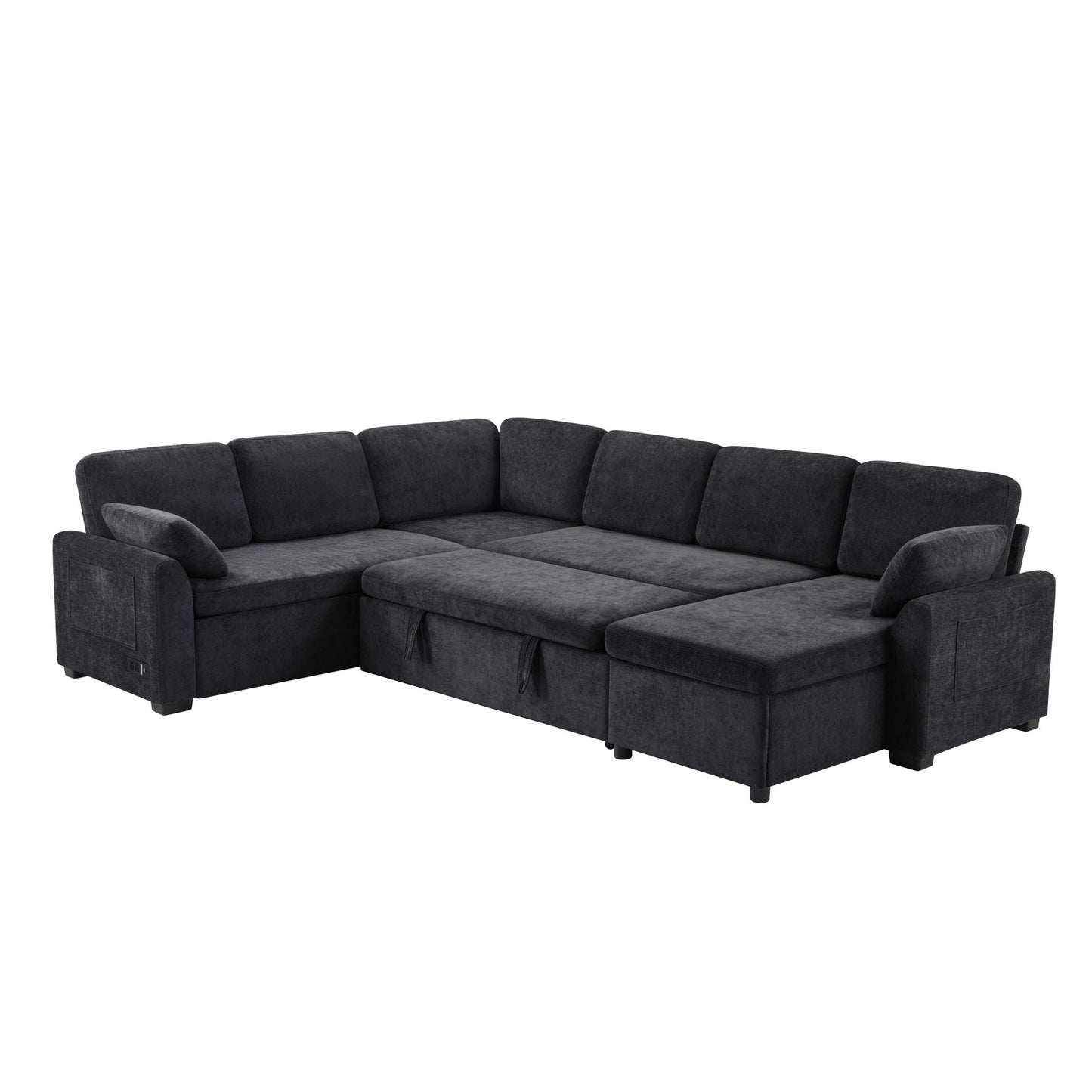 Convertible U-Shaped Sectional Sofa Bed With Reversible Chaise