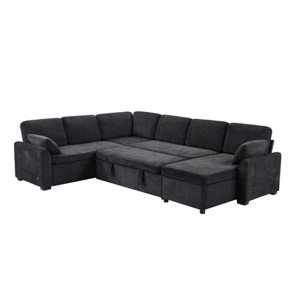 Convertible U-Shaped Sectional Sofa Bed With Reversible Chaise