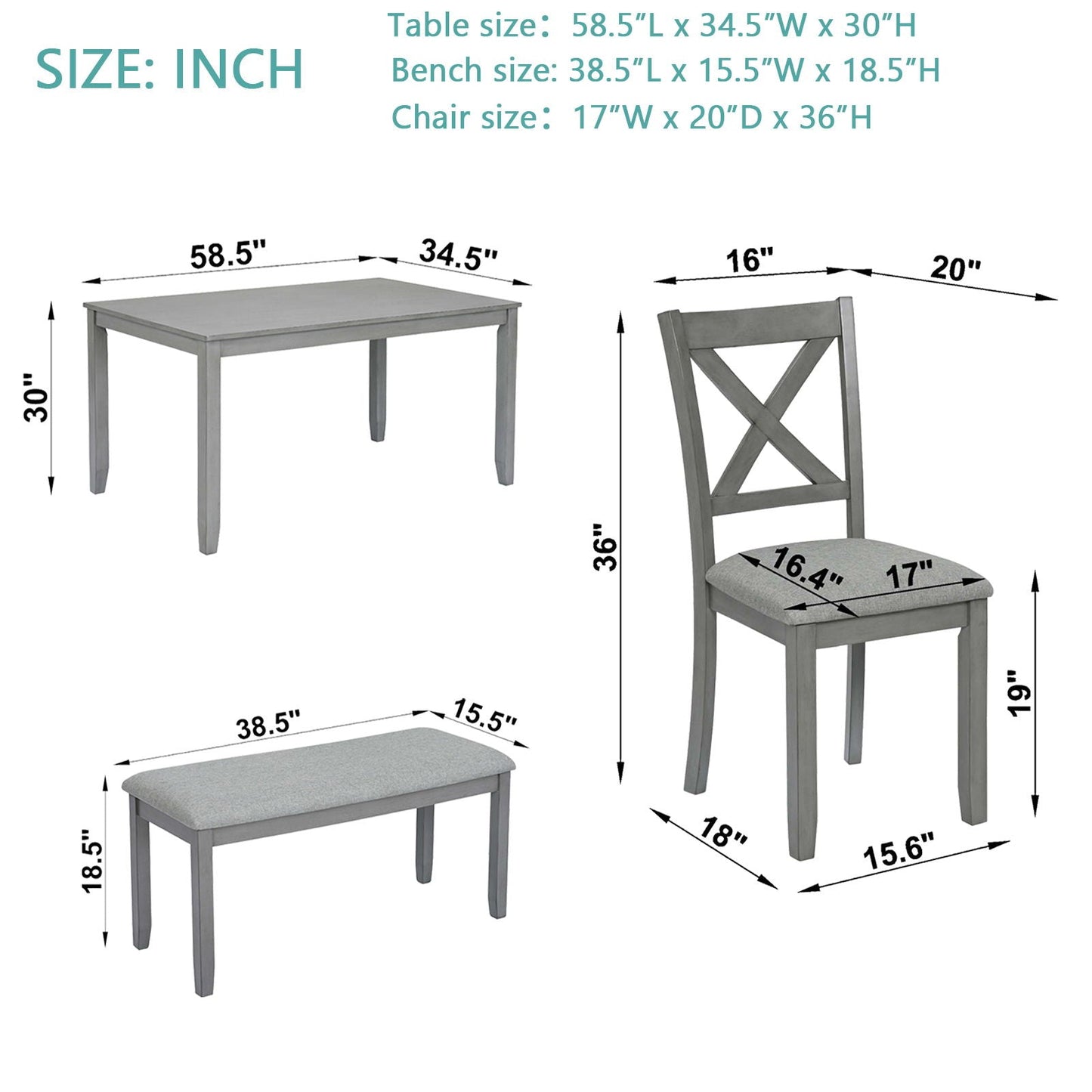 Kitchen Dining Set, Rectangular Dining Table