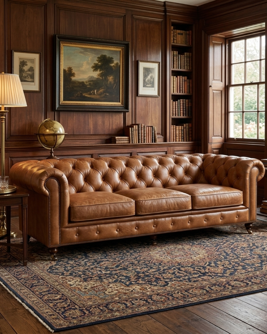 Century Chesterfield Sofa - Light Brown Leather