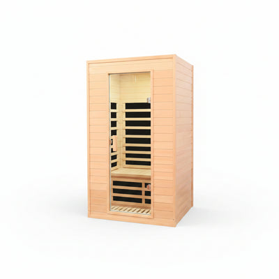 2 Person Low EMF Far Infrared Sauna, 5 Heating Panels, 1500W/120V, Canadian Hemlock Indoor Sauna with Bluetooth Speakers, Reading Lights, Roof Vent, Tempered Glass