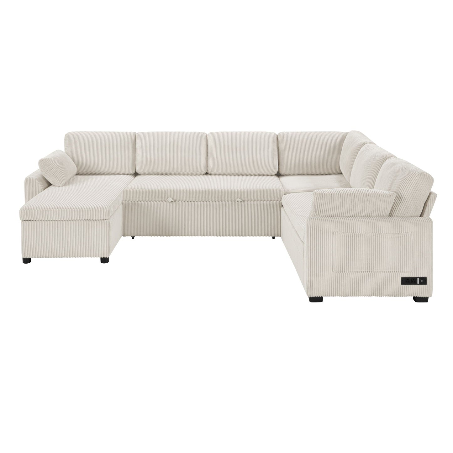 Convertible U-Shaped Sectional Sofa Bed With Reversible Chaise