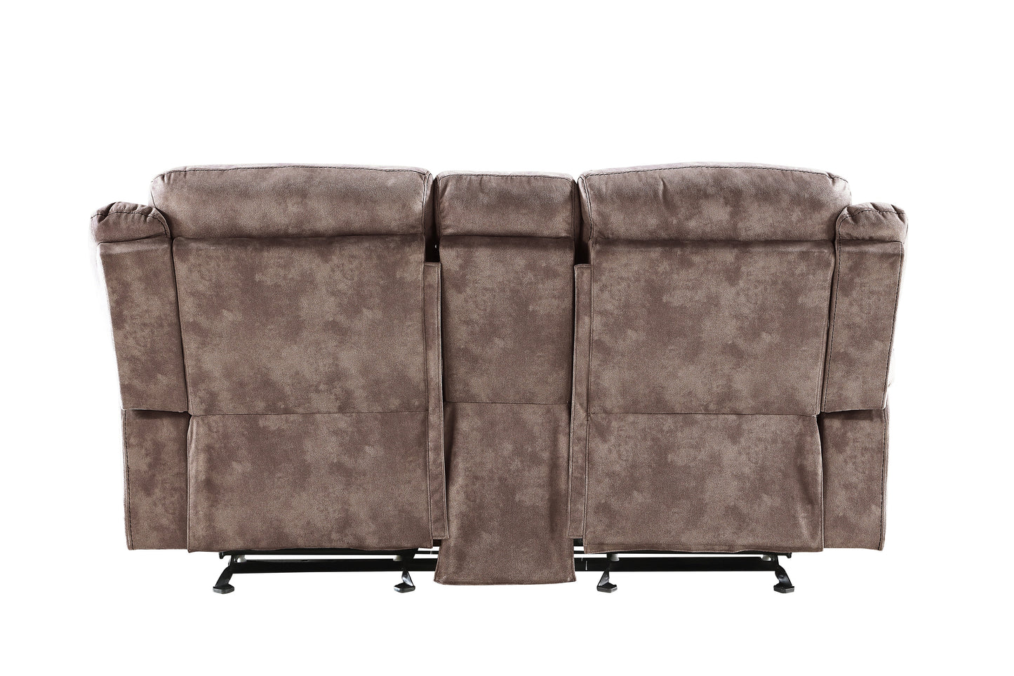 Zubaida Two Tone Chocolate Velvet Recliner Loveseat w/USB Port & Console
