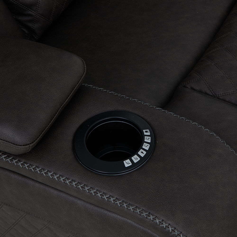 Wendell - Power Motion Loveseat With Console, Wireless Charger, Storage, USB & LED - Dark Gray