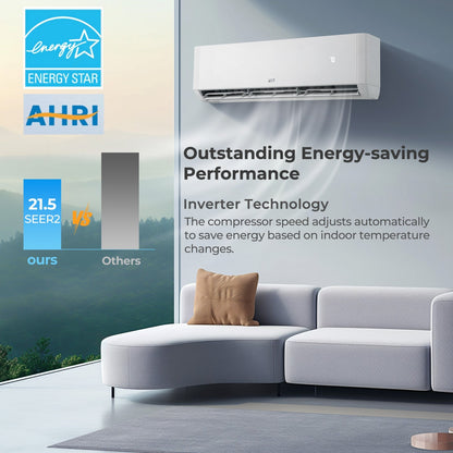 36000 BTU 4 Zone 21.5 SEER2 Mini Split AC with Heat Pump