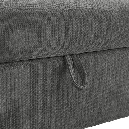 Sectional Sofa L-Shape Pull-Out Sleeper Polyester Gray 3 Seat 91 In