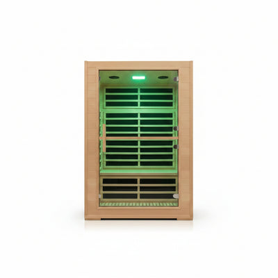 2 Person Far Infrared Sauna with Smart APP Control, 2000W Low EMF Wooden Infrared Sauna Room for Home, 8 Carbon Mica Heating Panels Wellness Sauna, Canadian Hemlock Indoor Spa for Home Relaxation