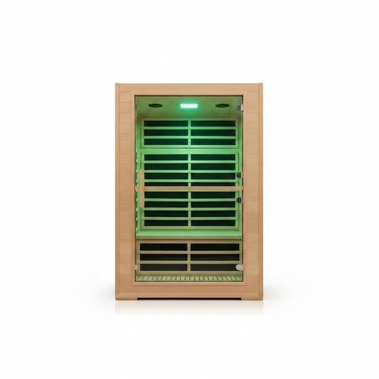 2 Person Far Infrared Sauna with Smart APP Control, 2000W Low EMF Wooden Infrared Sauna Room for Home, 8 Carbon Mica Heating Panels Wellness Sauna, Canadian Hemlock Indoor Spa for Home Relaxation