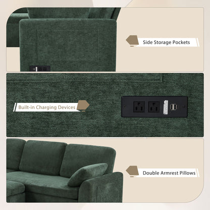 Convertible U-Shaped Sectional Sofa Bed With Reversible Chaise