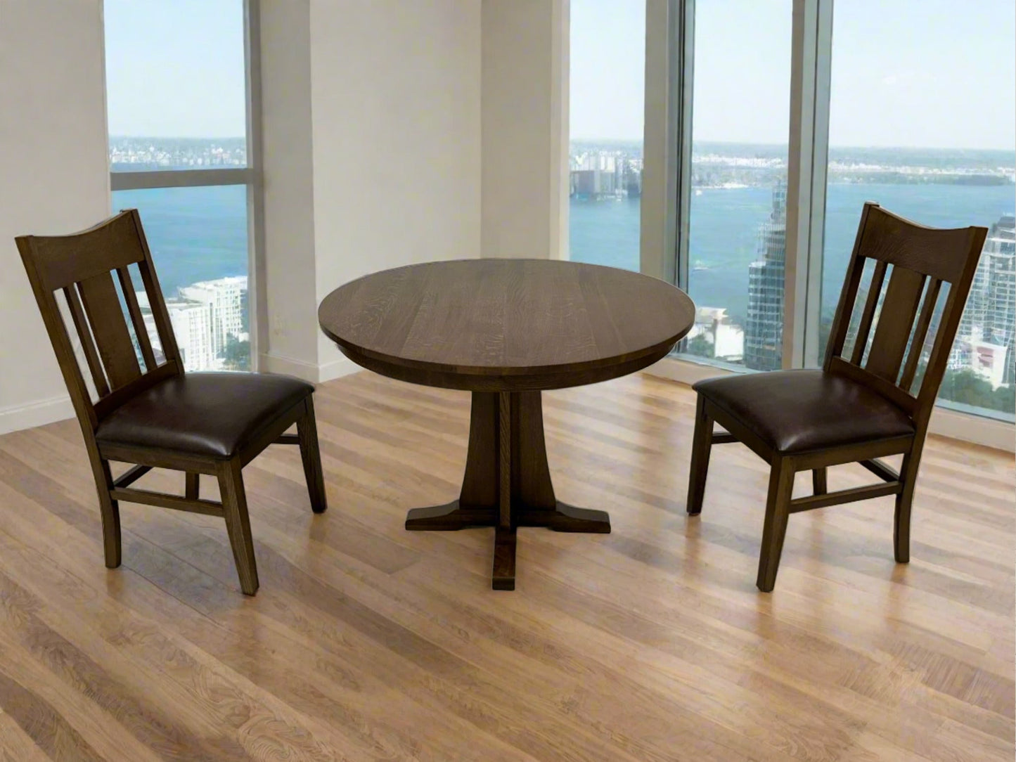 Mission Quarter Sawn Oak Round Dining Table Set - 40"