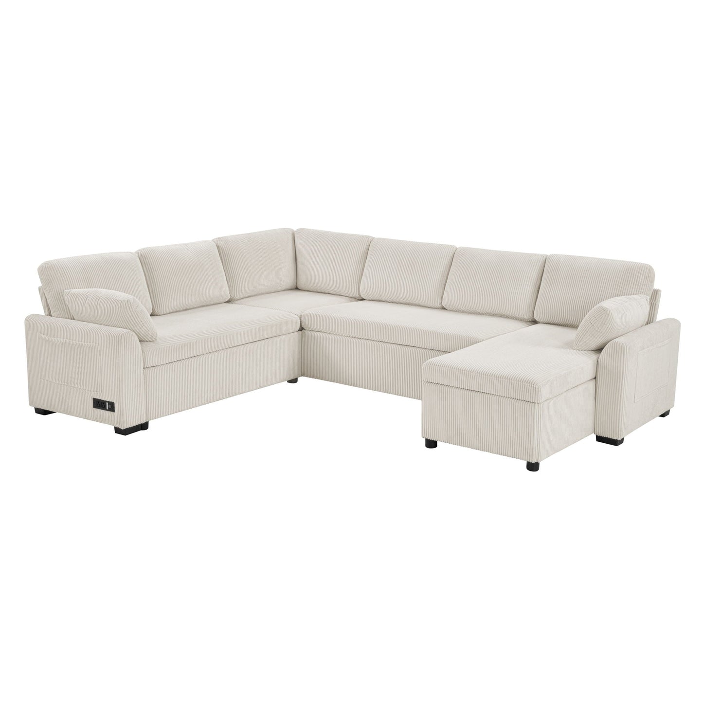 Convertible U-Shaped Sectional Sofa Bed With Reversible Chaise