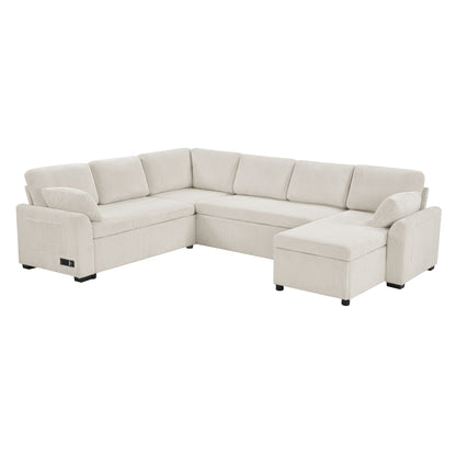 Convertible U-Shaped Sectional Sofa Bed With Reversible Chaise