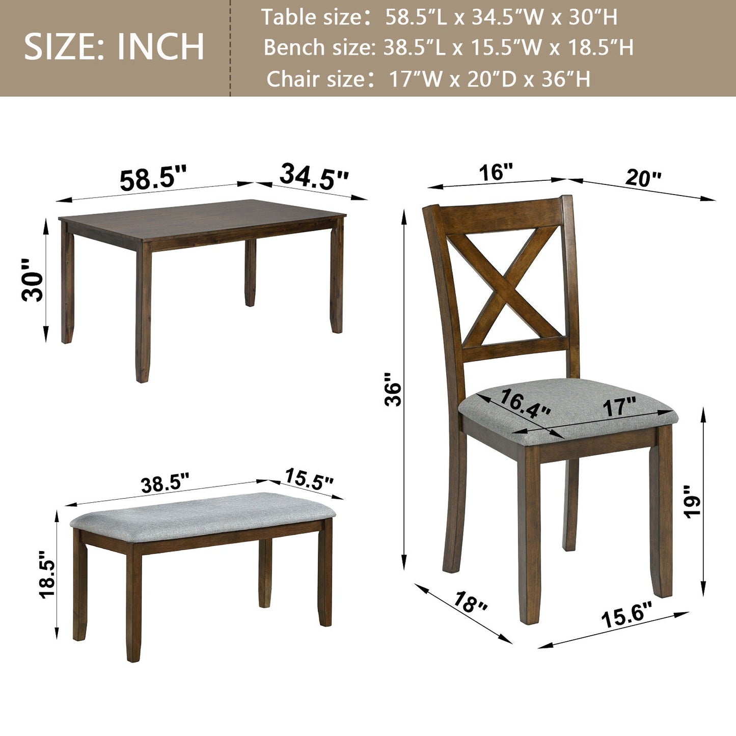 Kitchen Dining Set, Rectangular Dining Table
