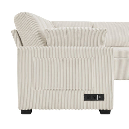 Convertible U-Shaped Sectional Sofa Bed With Reversible Chaise