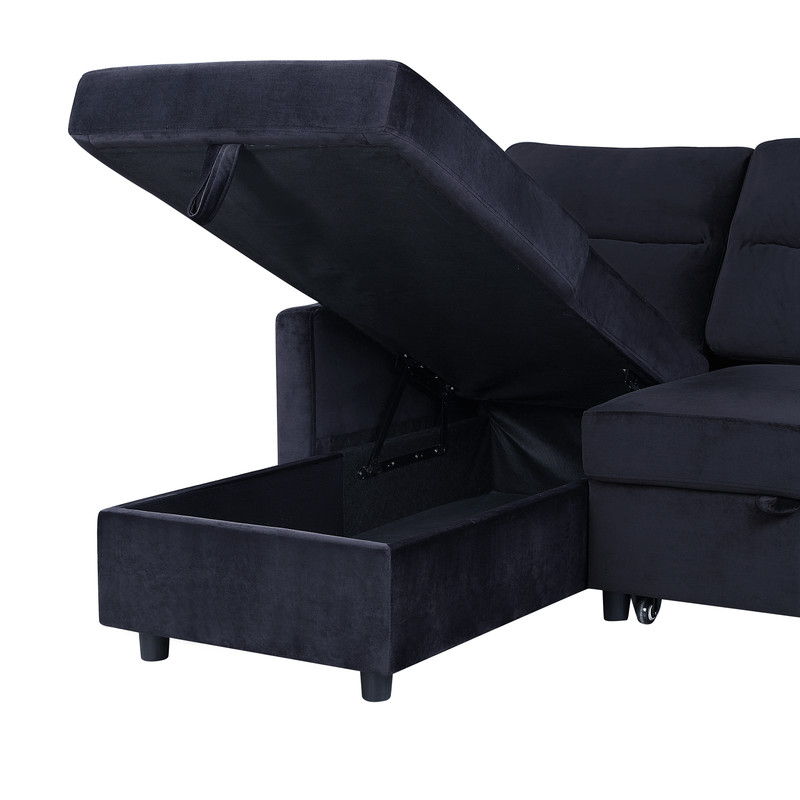 Ivy - Reversible Sleeper Sectional Sofa With Storage Chaise And Side Pocket