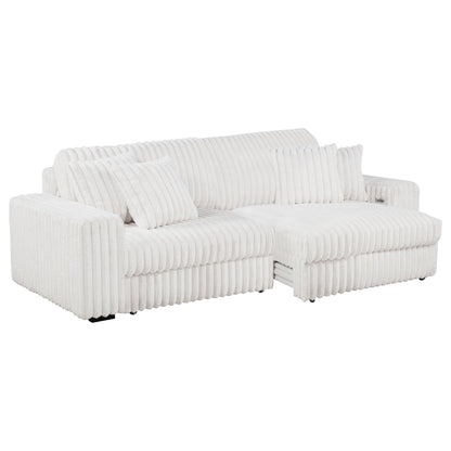 Jacana Corduroy Upholstered Dual Power Chaise Sofa Ivory