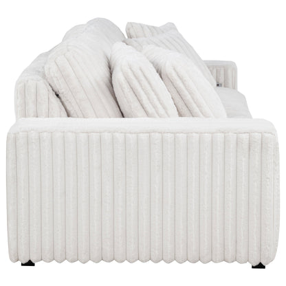 Jacana Corduroy Upholstered Dual Power Chaise Sofa Ivory