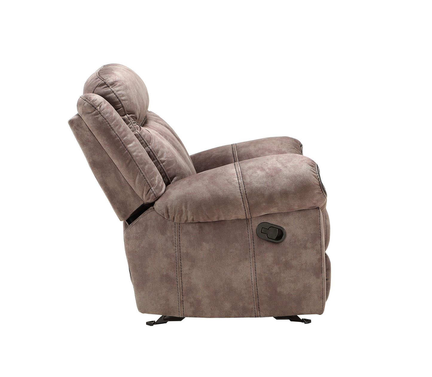 Zubaida Two Tone Chocolate Velvet Recliner Loveseat w/USB Port & Console