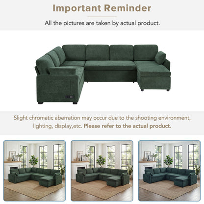 Convertible U-Shaped Sectional Sofa Bed With Reversible Chaise