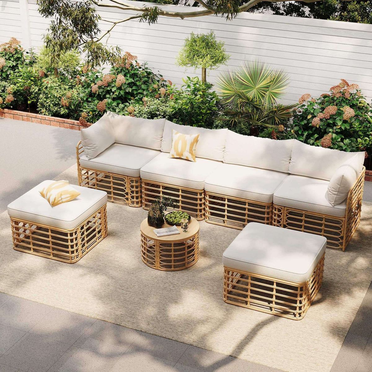 Alora 7-Piece Outdoor All-Weather Rattan Patio Sofa Set With Cushions (SAK47230)