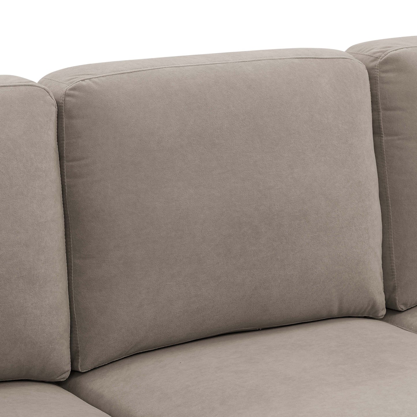 Sectional Sofa U-Shape Polyester Blend Khaki 4-Seat Double Chaise 106x56 In