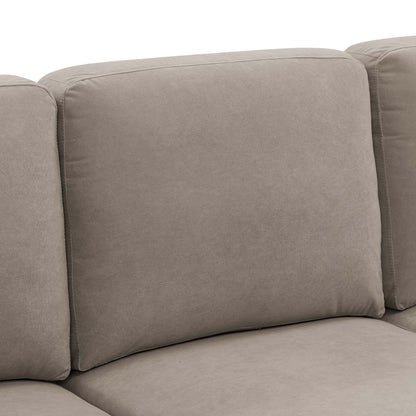 Sectional Sofa U-Shape Polyester Blend Khaki 4-Seat Double Chaise 106x56 In