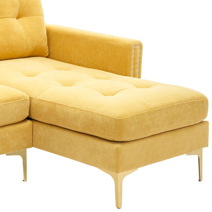 Modern L - Shape Convertible Sectional Sofa With Movable Ottoman