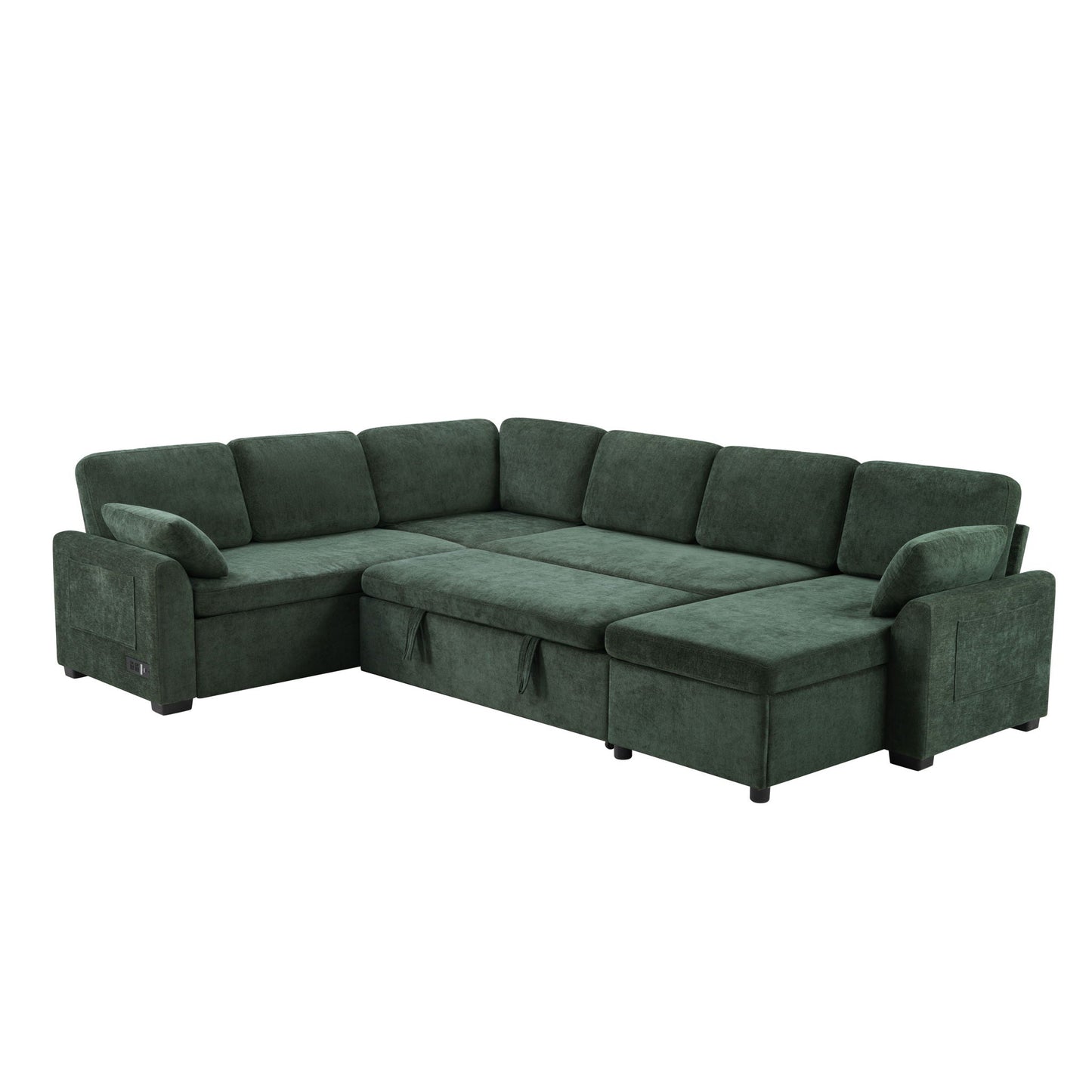 Convertible U-Shaped Sectional Sofa Bed With Reversible Chaise