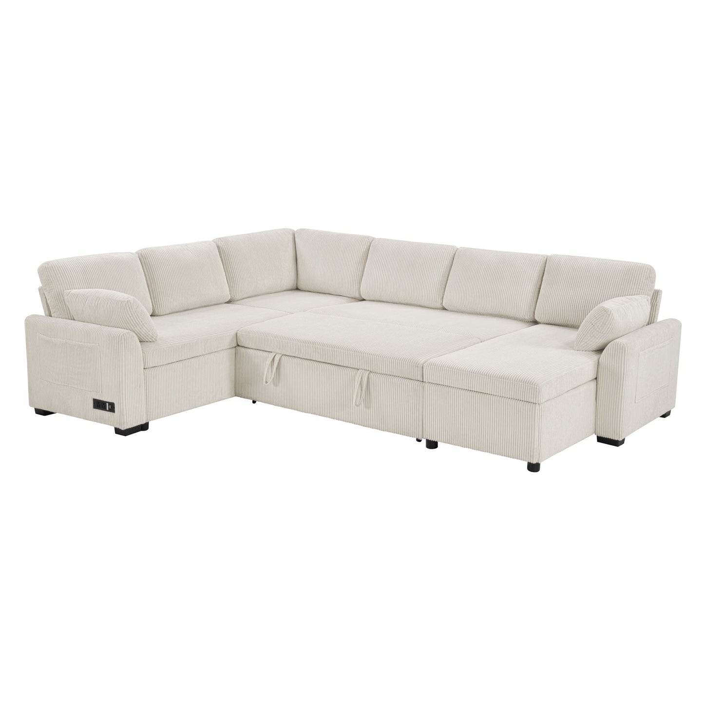 Convertible U-Shaped Sectional Sofa Bed With Reversible Chaise