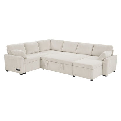 Convertible U-Shaped Sectional Sofa Bed With Reversible Chaise