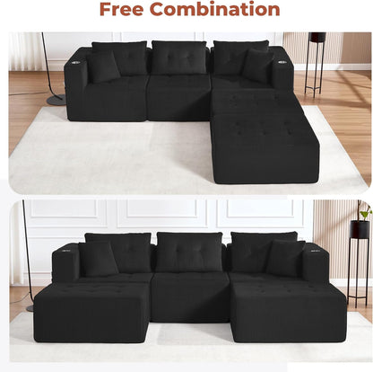 100 Inch U Shaped Oversized Modular Sofa Luxurious Corduroy