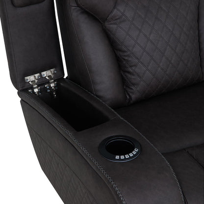 Wendell - Power Motion Loveseat With Console, Wireless Charger, Storage, USB & LED - Dark Gray