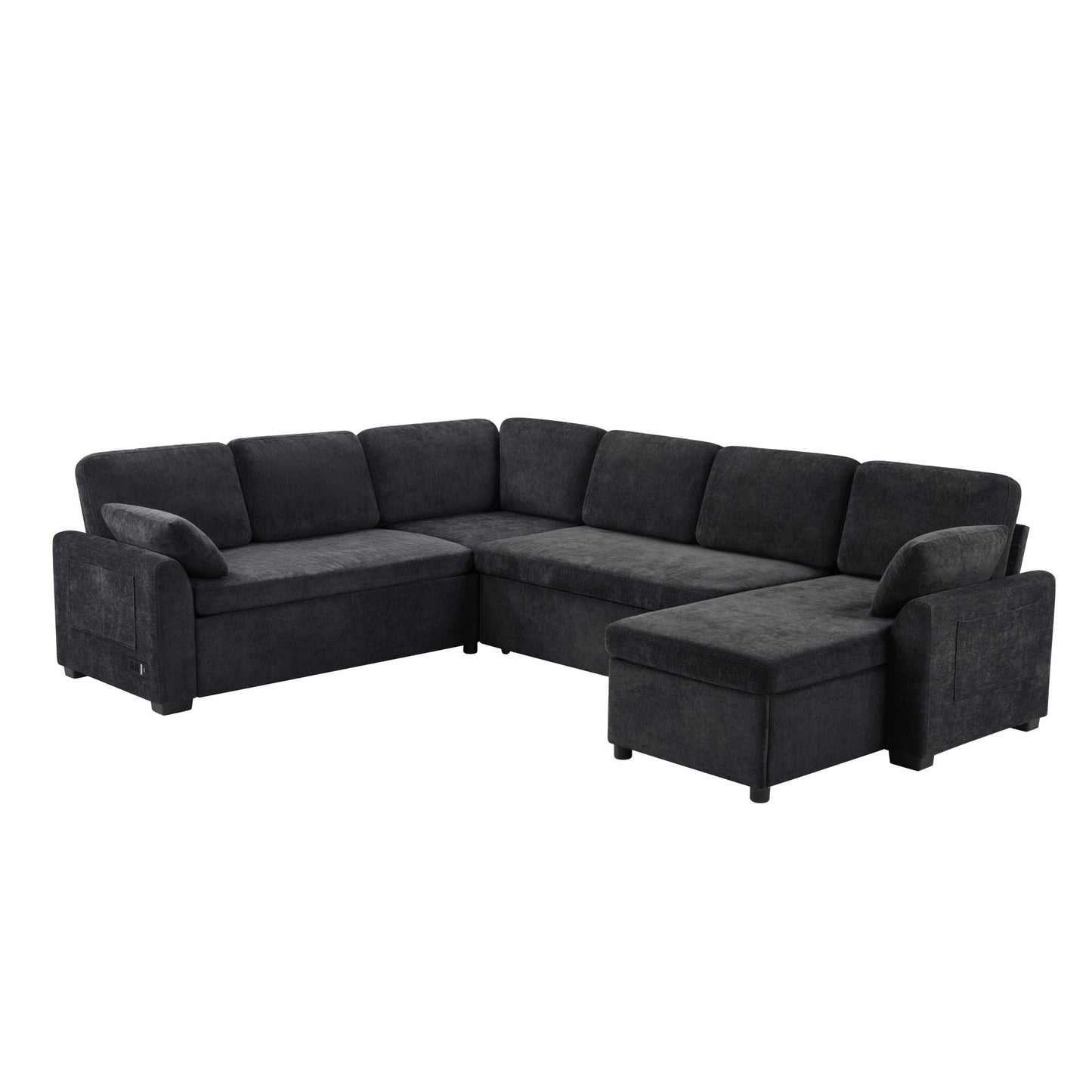 Convertible U-Shaped Sectional Sofa Bed With Reversible Chaise