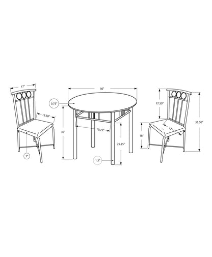 3-Piece Dining Table Set, Small, 30" Round