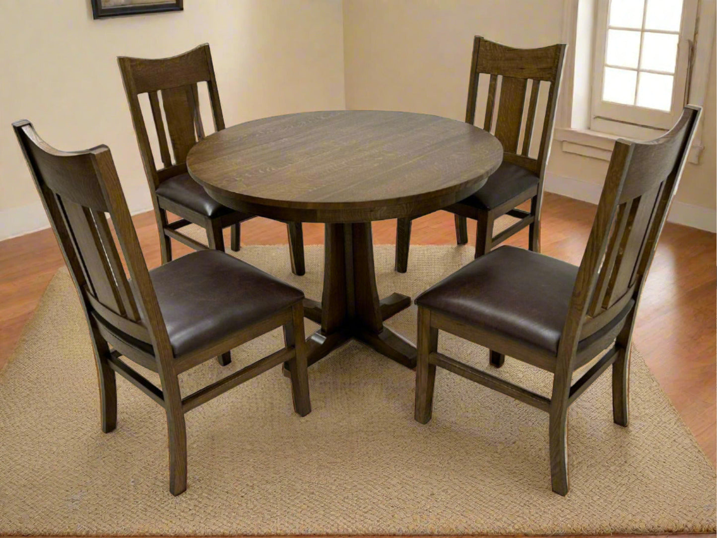 Mission Quarter Sawn Oak Round Dining Table Set - 40"