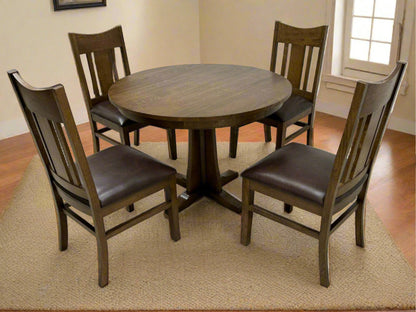 Mission Quarter Sawn Oak Round Dining Table Set - 40"