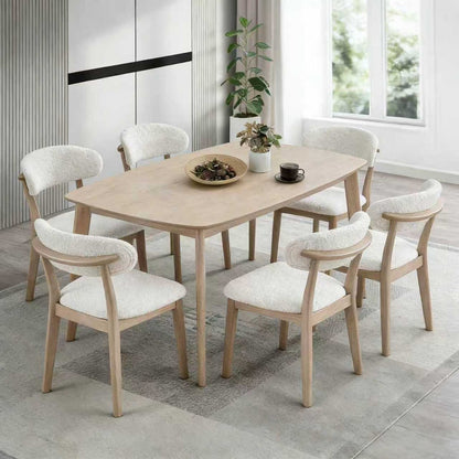 ACTU Scandinavian Dining Table Set with Upholstered Chairs for Small Spaces (Seats 4–6)