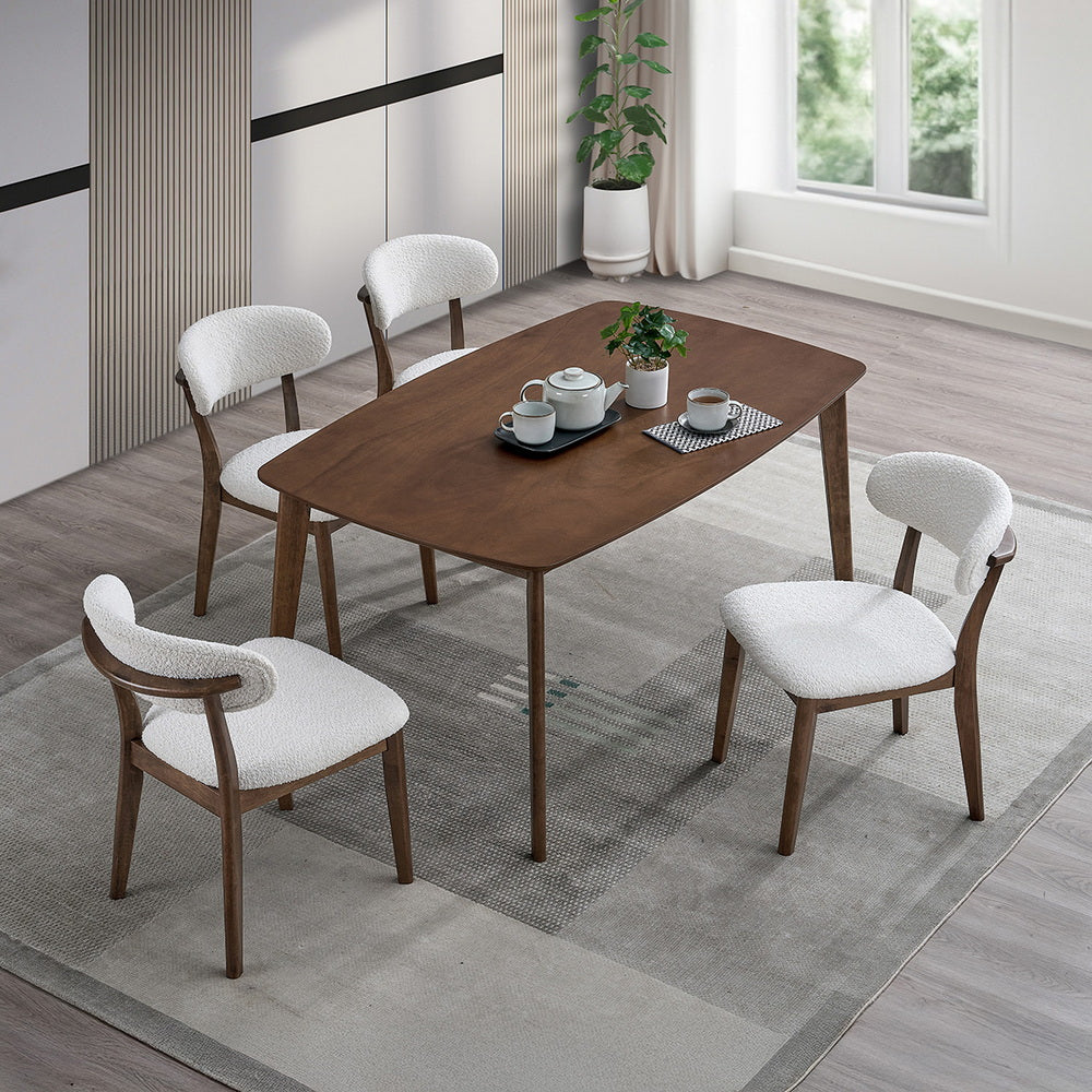 ACTU Scandinavian Dining Table Set with Upholstered Chairs for Small Spaces (Seats 4–6)