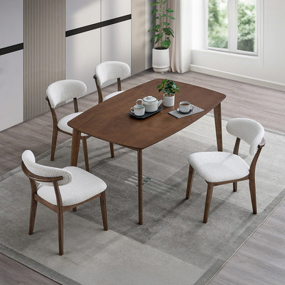 ACTU Scandinavian Dining Table Set with Upholstered Chairs for Small Spaces (Seats 4–6)