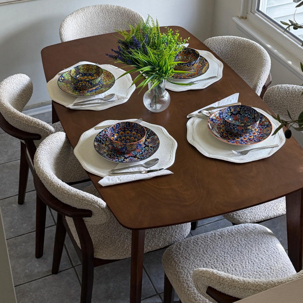 ACTU Scandinavian Dining Table Set with Upholstered Chairs for Small Spaces (Seats 4–6)