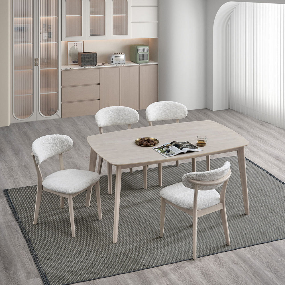 ACTU Scandinavian Dining Table Set with Upholstered Chairs for Small Spaces (Seats 4–6)