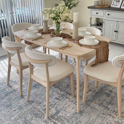 ACTU Scandinavian Dining Table Set with Upholstered Chairs for Small Spaces (Seats 4–6)
