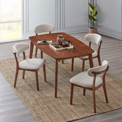 ACTU Scandinavian Dining Table Set with Upholstered Chairs for Small Spaces (Seats 4–6)