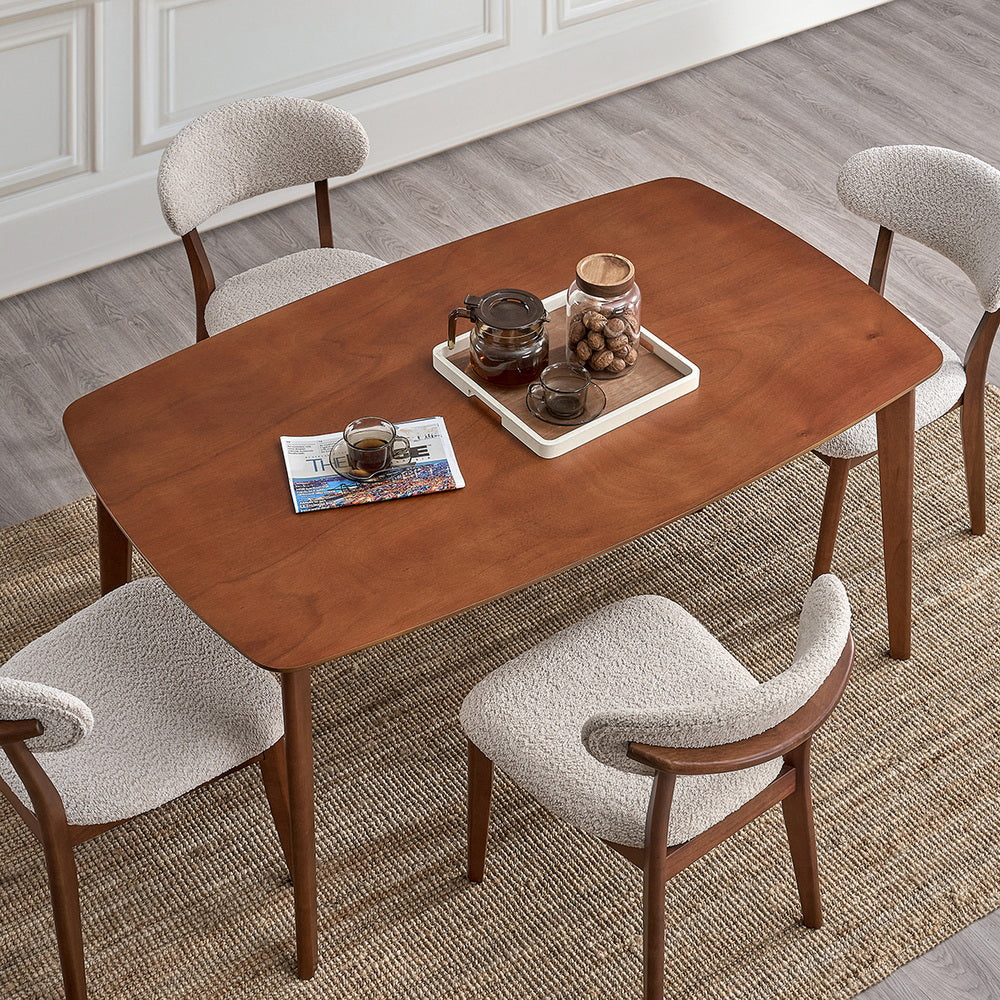 ACTU Scandinavian Dining Table Set with Upholstered Chairs for Small Spaces (Seats 4–6)