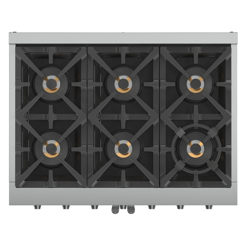 Forno Capriasca 36-Inch Freestanding French Door Gas Range, 6 Burners, Convection Oven, Energy Efficient