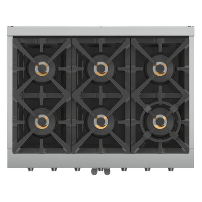 Forno Capriasca 36-Inch Freestanding French Door Gas Range, 6 Burners, Convection Oven, Energy Efficient