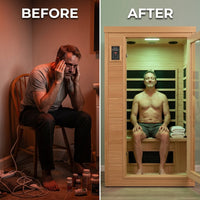 Coronado 2-Person Hemlock Deluxe Infrared Sauna with 6 Carbon Heaters — Before & After