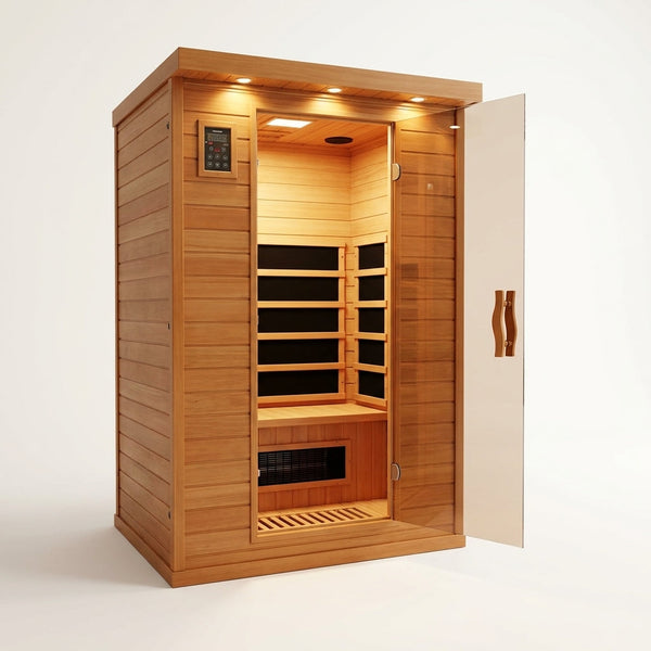 Coronado 2-Person Hemlock Deluxe Infrared Sauna with 6 Carbon Heaters — Studio Shot